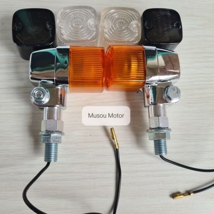 Lampu Riting Sein Motor CB Palu Bulat, | Lampu Riting Sein Motor CB Palu Kotak Double Mika Kuning