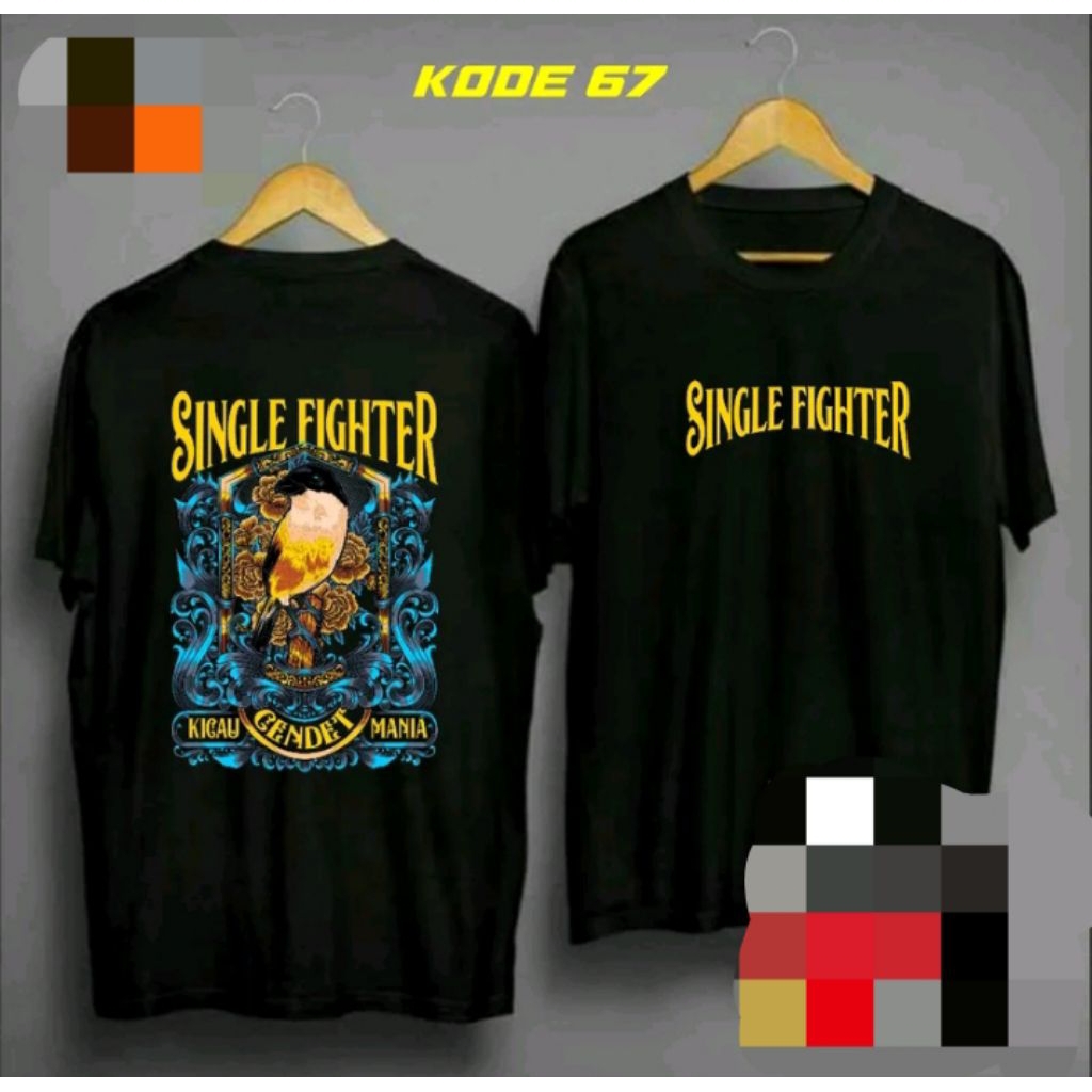 kaos T shirt singgel fighter cendet bahan katun adem di pakai
