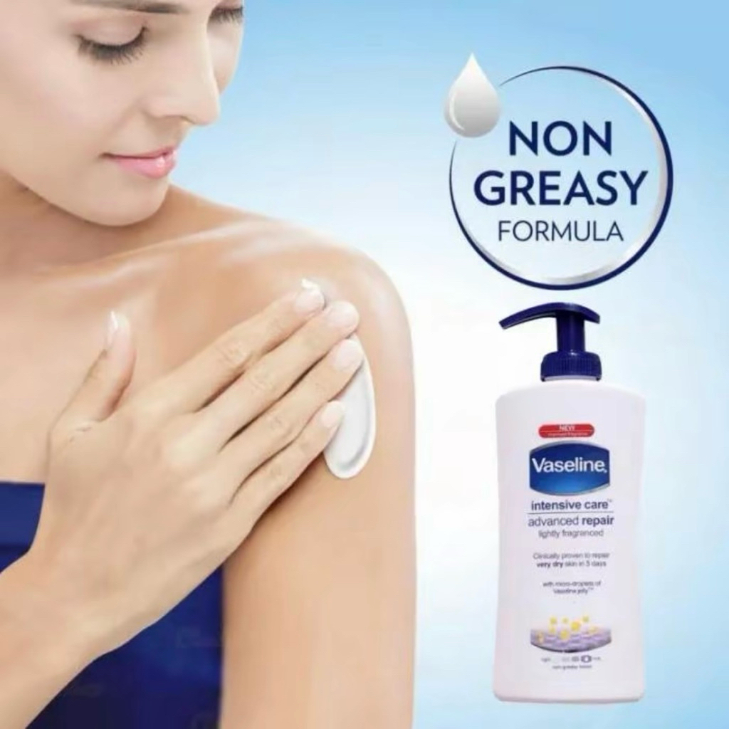 400 mL Lotion Tubuh Vaseline Intensive Care Advanced Repair - Perbaiki Kulit Kering, Cepat Meresap, 