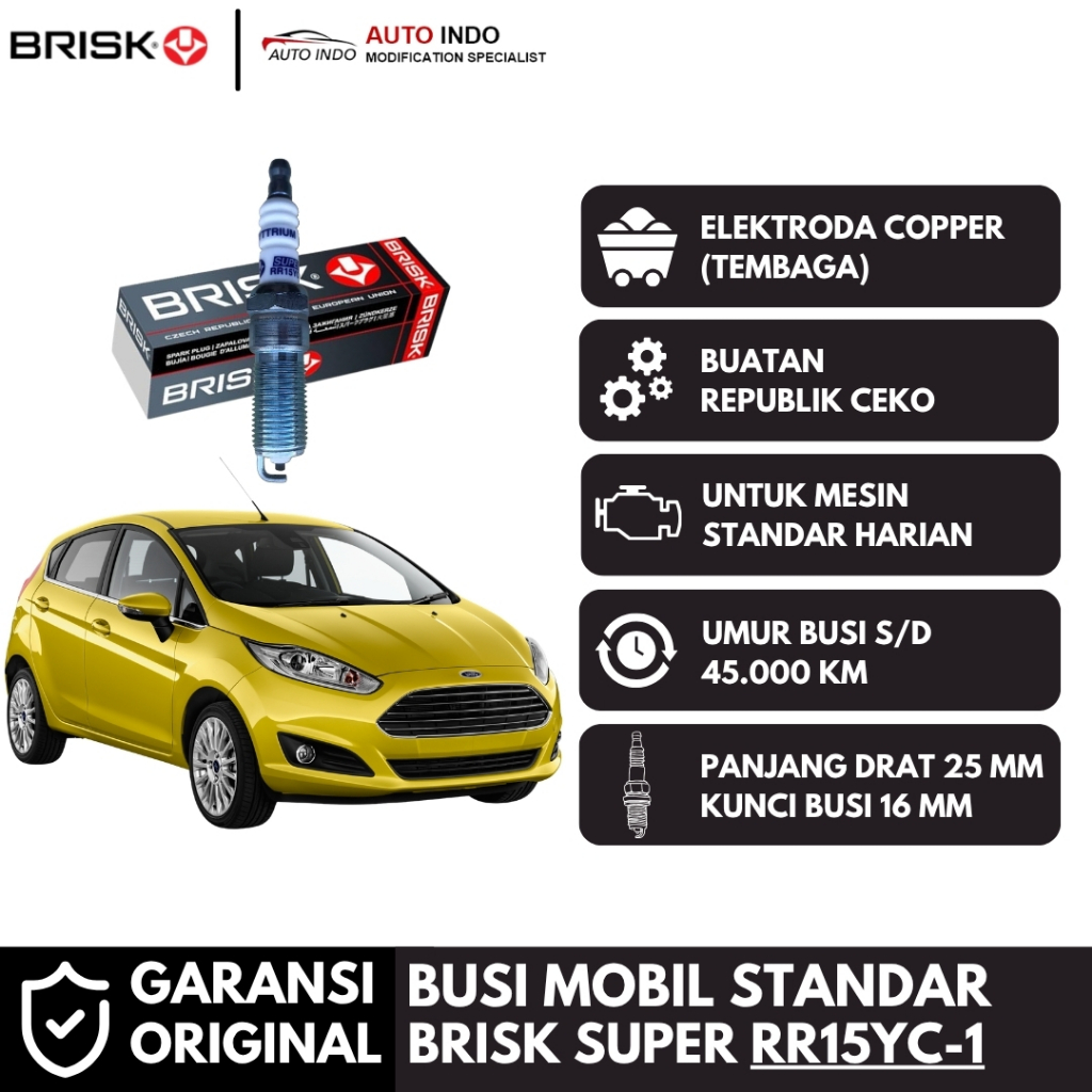 Busi Mobil Brisk Super RR15YC-1 untuk Ford Fiesta Mesin 1.4 | Garansi Ori BRISK