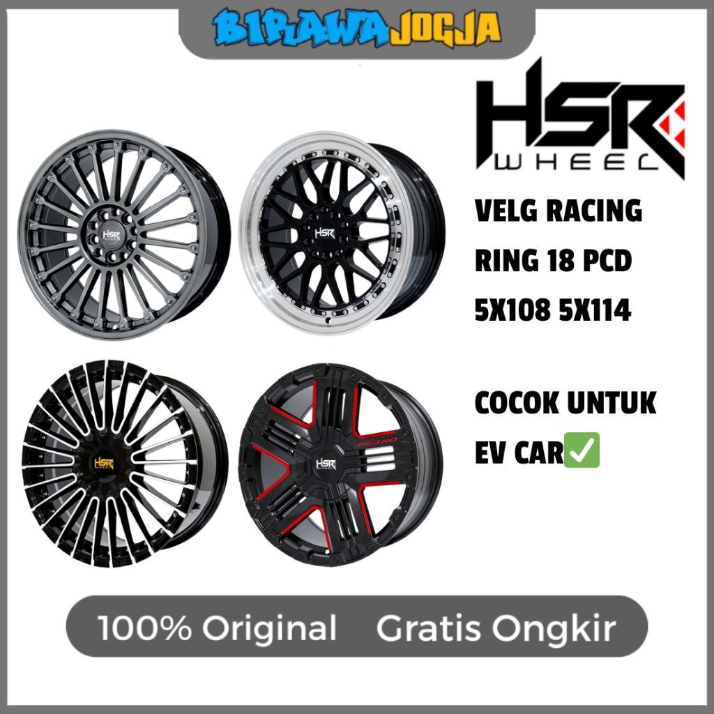 pelek mobil listrik, Velg racing HSR Ring 18 pcd 5x108 5x114 untuk Jaecoo J5, Omoda E5 Chery Tiggo 8