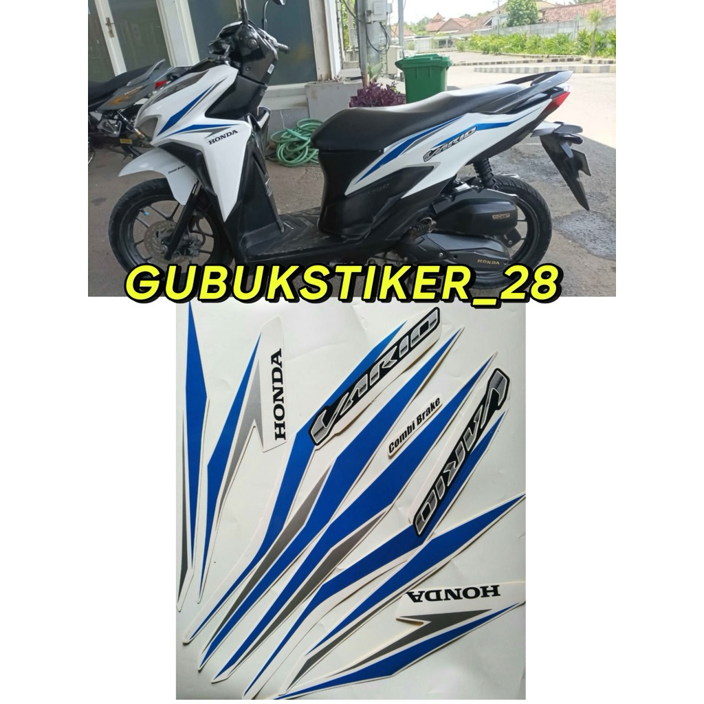 STRIPING STIKER LIS BODY MOTOR HONDA VARIO 125 2018 PUTIH LIS BIRU