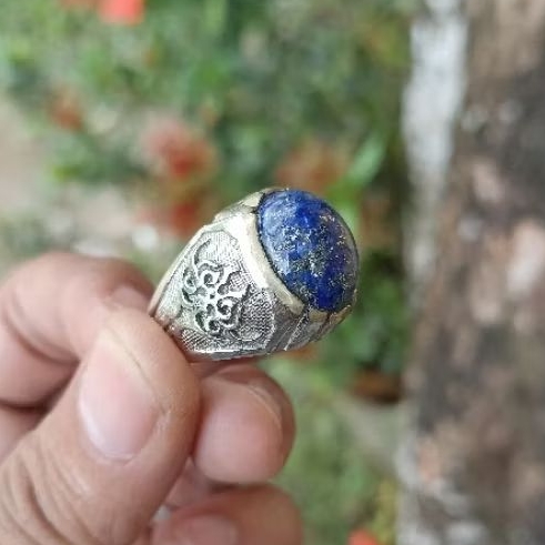 NATURAL LAPIS LAZULI (AFGHANISTAN) RING ALPAKA SIZE 7