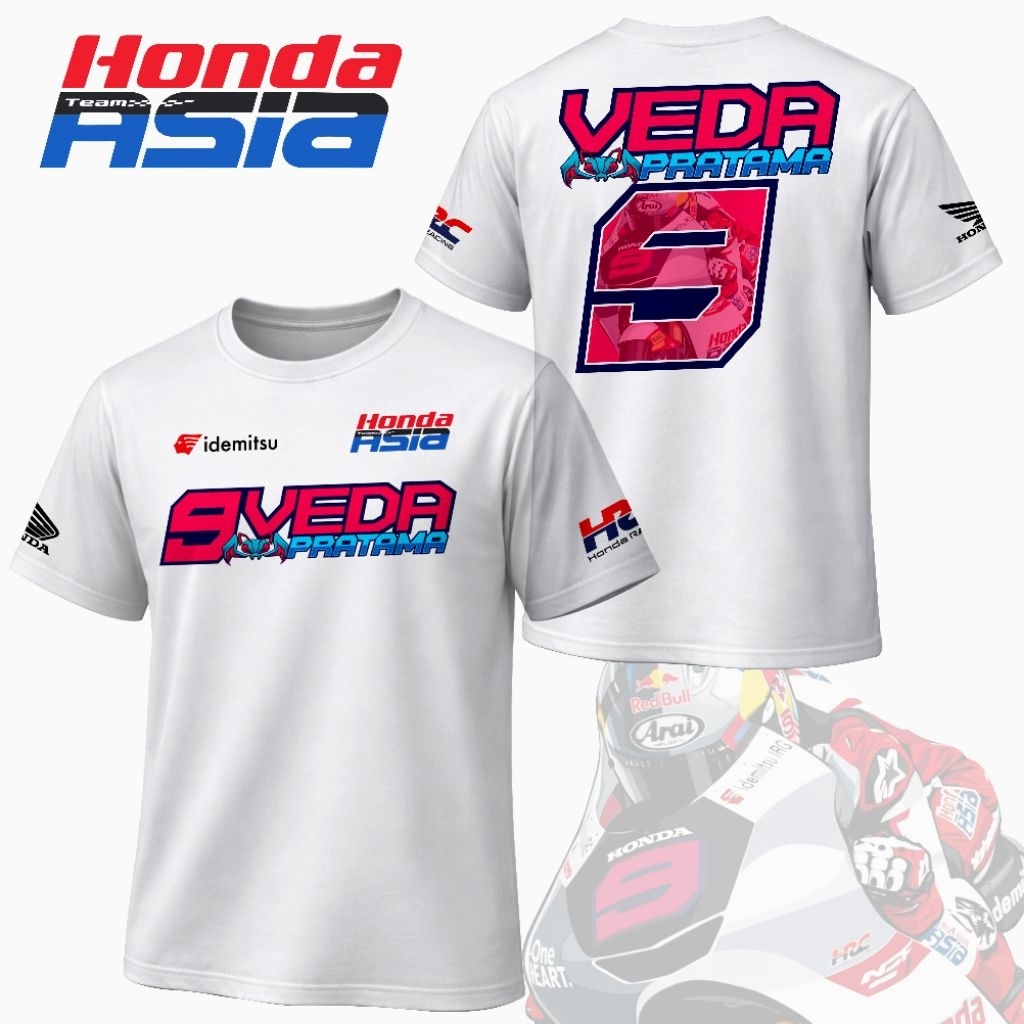 Kaos Veda Ega Pratama Honda Team Asia 2026 T-shirt MotoGP Moto3 Baju Dealer AHAS Atasan Terbaru Unis