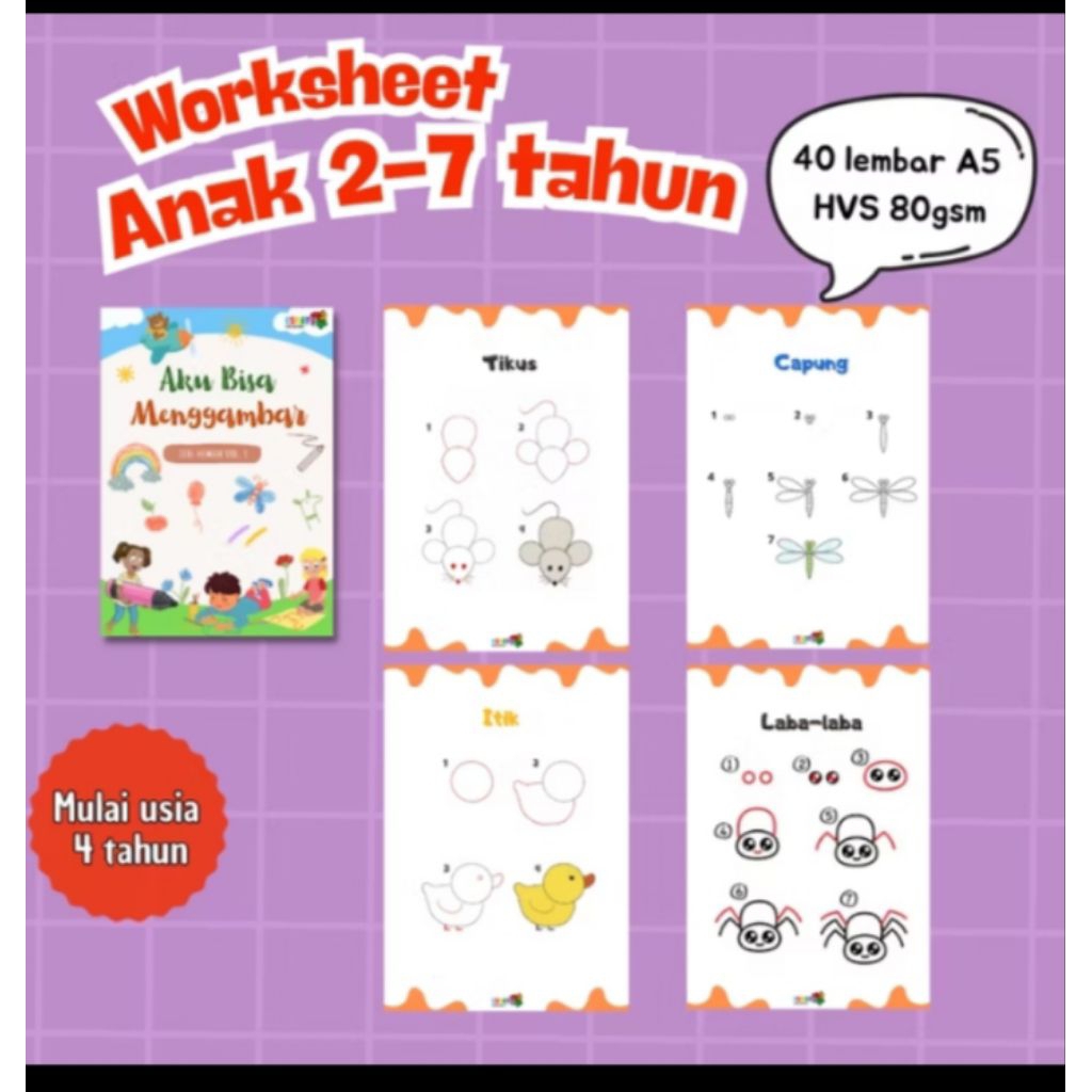 worksheet coding anak 40 lembar usia 2-7 tahun