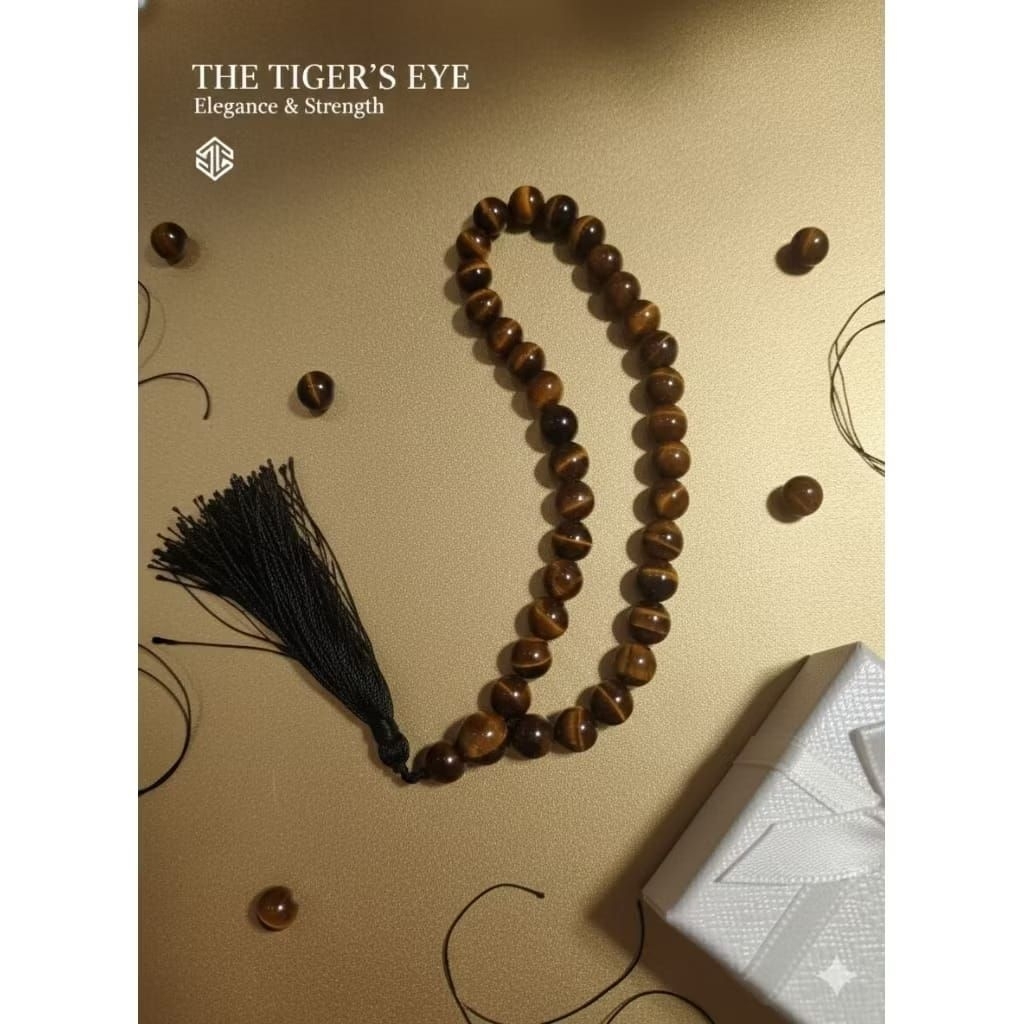 Tasbih 33 batu akik tiger eye 8mm natural ral