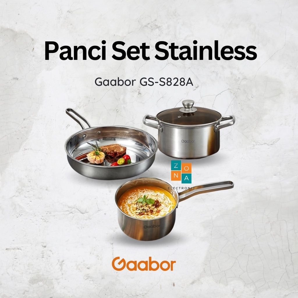 Gaabor Panci set stainless | Panco Sop | Panci Susu | Wajan Penggorengan