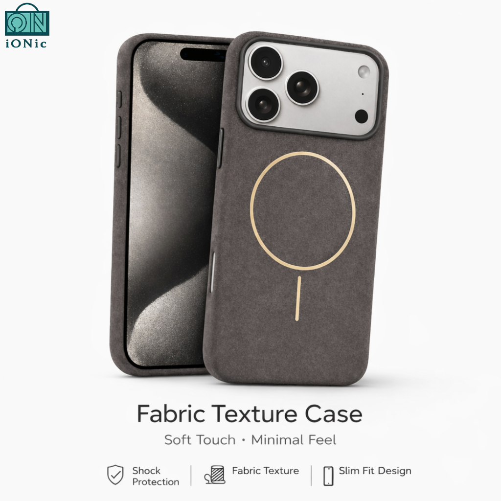 Leather Golden Ring Case For Iphone 17 16 15 14 13 Pro Max Casing Magsafe Microfiber Inside - Ion