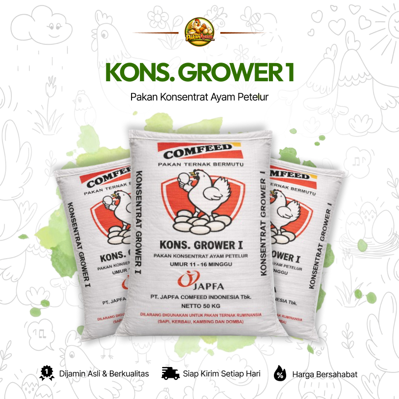 Comfeed Kons. Grower 1 - Pakan Konsentrat Ayam Petelur – Umur 11–16 Minggu | REPACK KILOAN | PakanAy