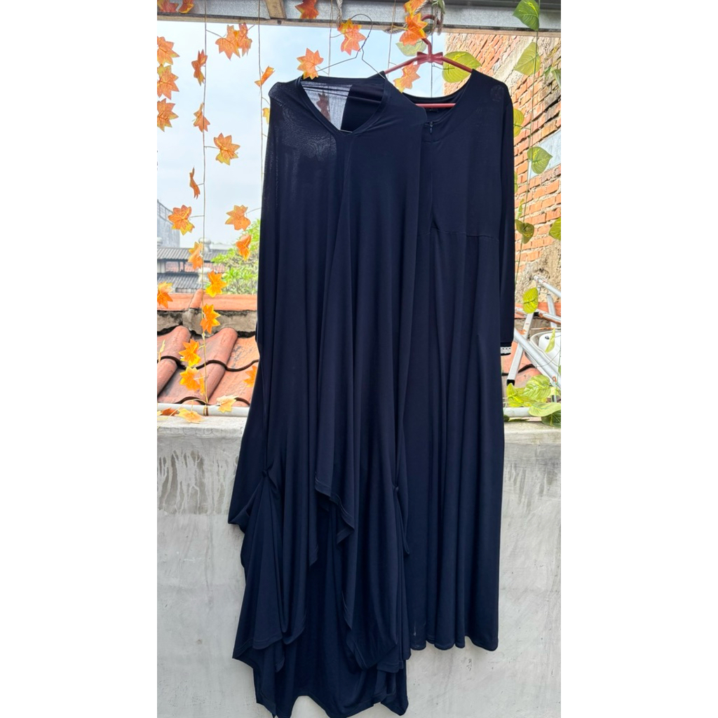 gamis jersey + hijab syari