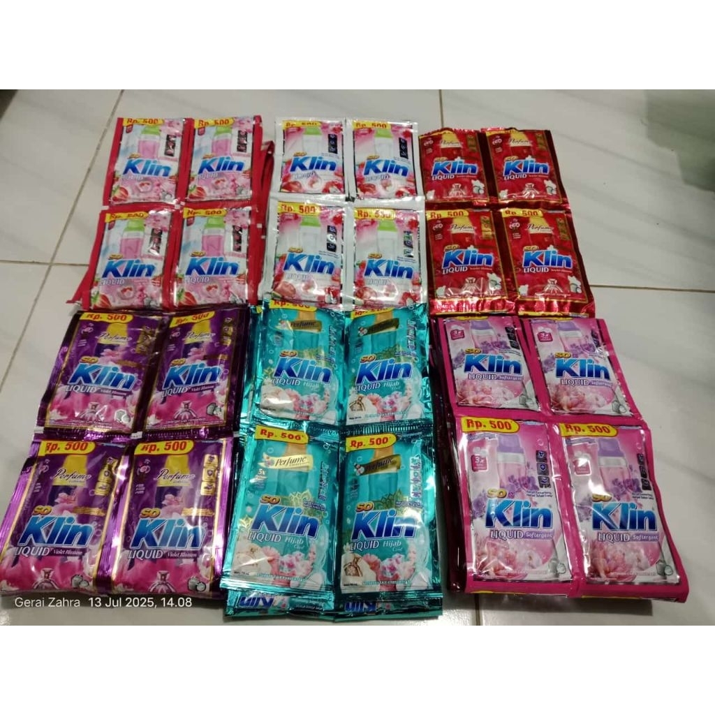 Soklin Deterjen Bubuk 24 Sachet - Softergent, Deterjen Cair 24 Sachet, Liquid Softergent 24 Sachet