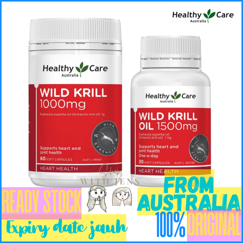 Healthy Care Australia Wild Krill Oil 1000mg 60 Soft Capsules / Healthy Care Wild Krill 1500mg 30 So