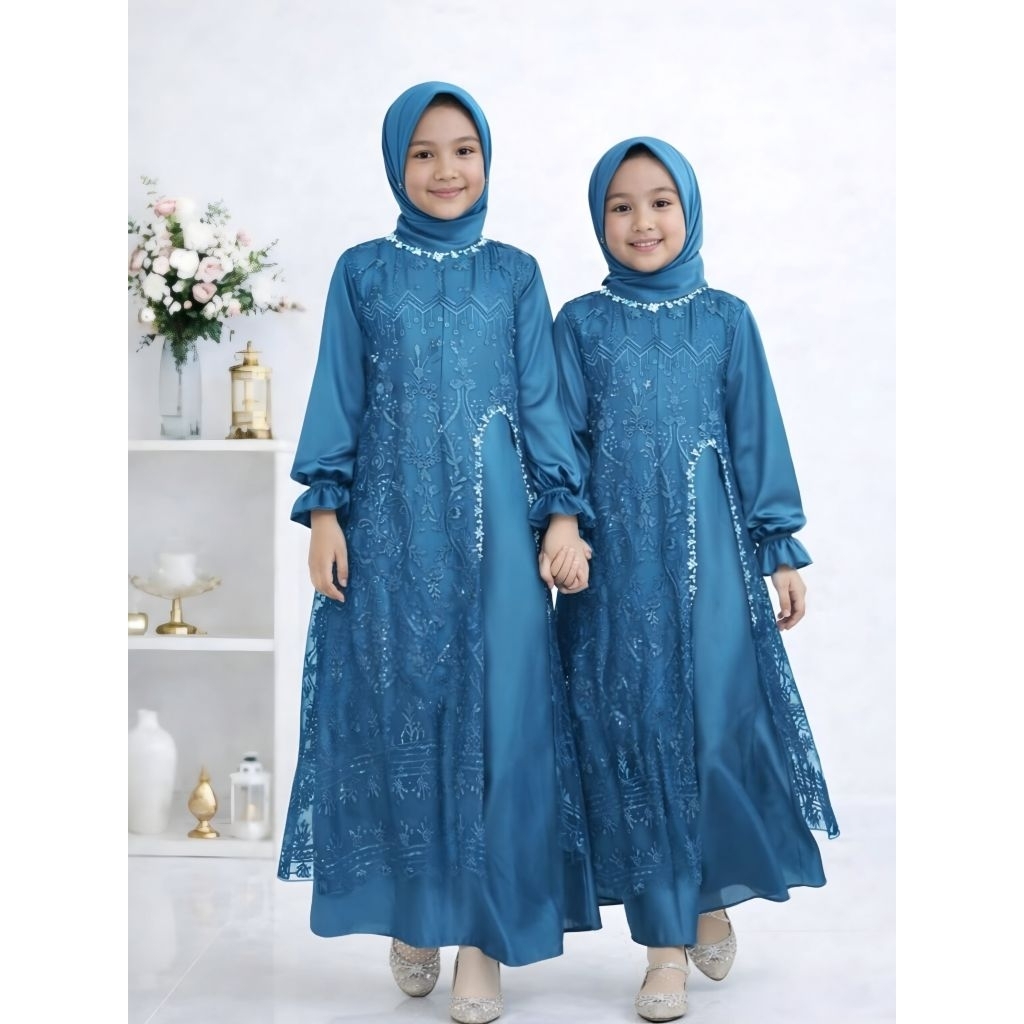 Gamis Anak Perempuan Usia 3-14 Tahun Dress Anak Muslim Modern Baju Muslim Anak Perempuan Elegan Dvki