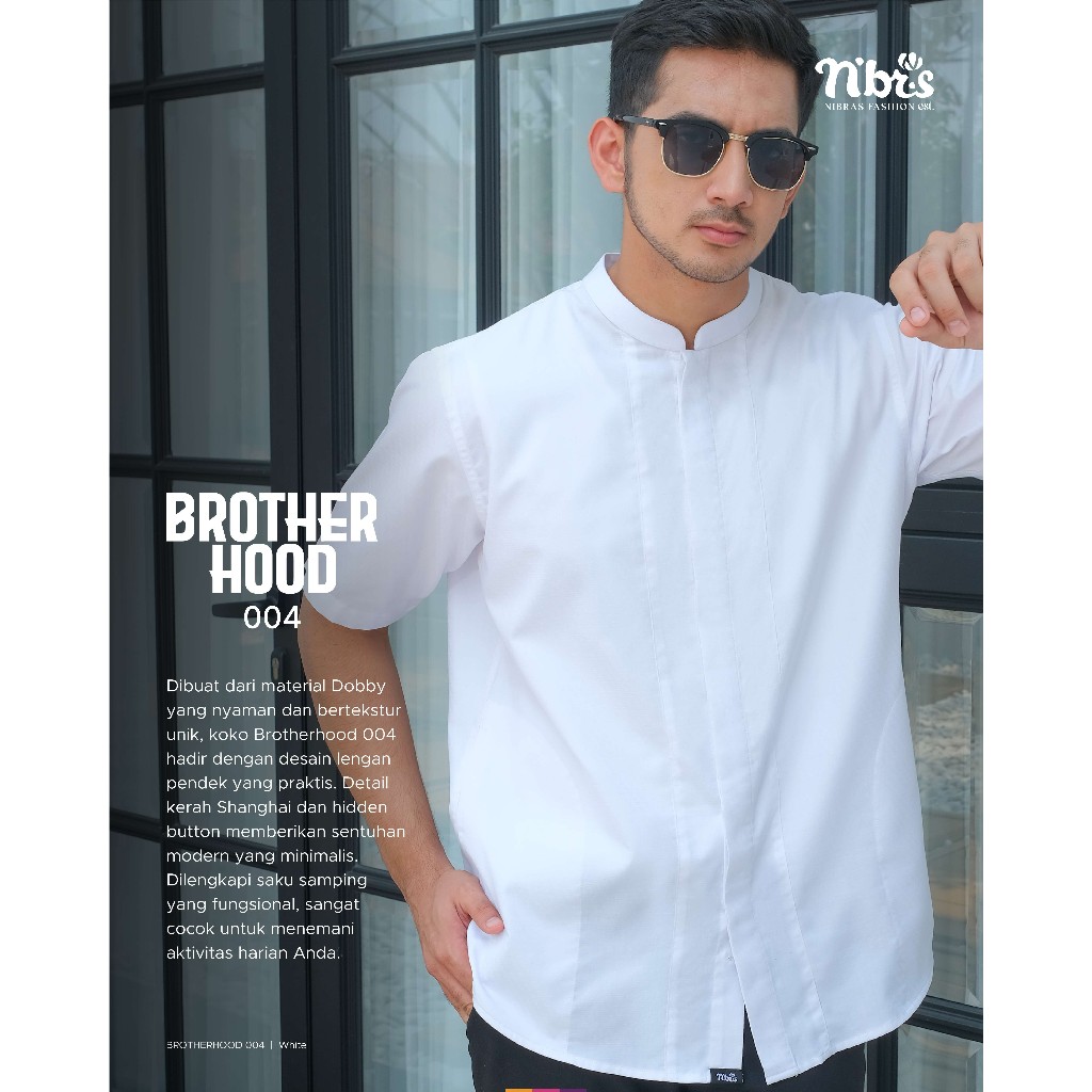 NIBRAS KEMEJA KOKO POLOS LENGAN PENDEK - BROTHERHOOD 004 BAJU COWOK WARNA PUTIH