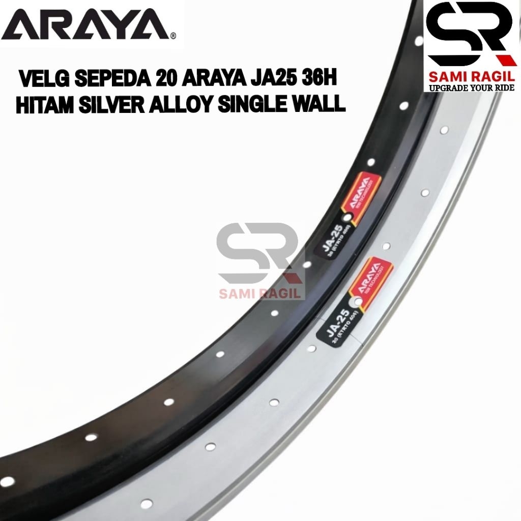 VELG SEPEDA 20 ARAYA JA25 LUBANG 36 HOLE 36H HITAM SILVER RIMS RIM JA-25 RING 20 INCH ALLOY BMX LIPA