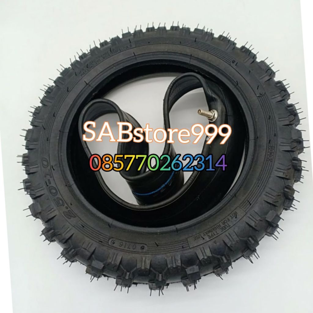 BAN LUAR DAN DALAM  MOTOR MINI TRAIL 2.50-10 2TAK 50/49CC