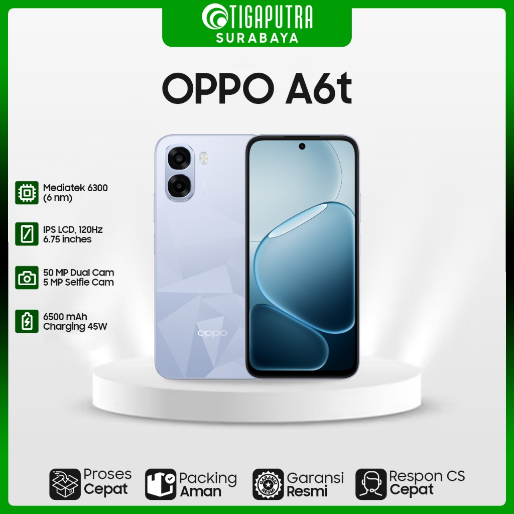 Oppo A6T (Ram 4/6GB, Rom 128GB, 15Watt SUPERVOOC, Layar Responsif Cepat 120Hz)