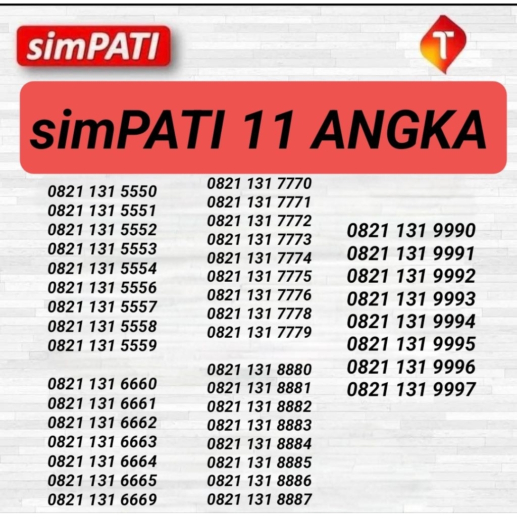 NOMOR CANTIK SIMPATI 11 DIGIT - KARTU PERDANA TELKOMSEL 11 DIGIT - NOMOR CANTIK SIMPATI 11 ANGKA