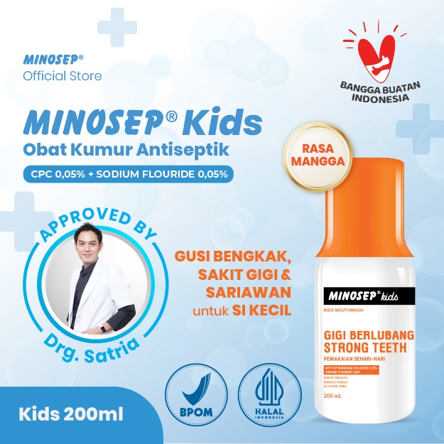 Minosep KIDS Obat Kumur Antiseptik Anak-Anak Sariawan, Sakit Gigi, Gusi Bengkak, Bau Mulut