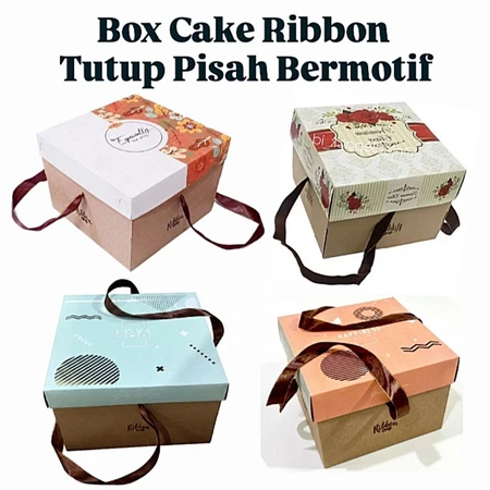 Box Cake Ribbon Kotak Kue Cake Ukuran 25x25x18 Cm Dus Bolu Packaging Hadiah Hampers Kado