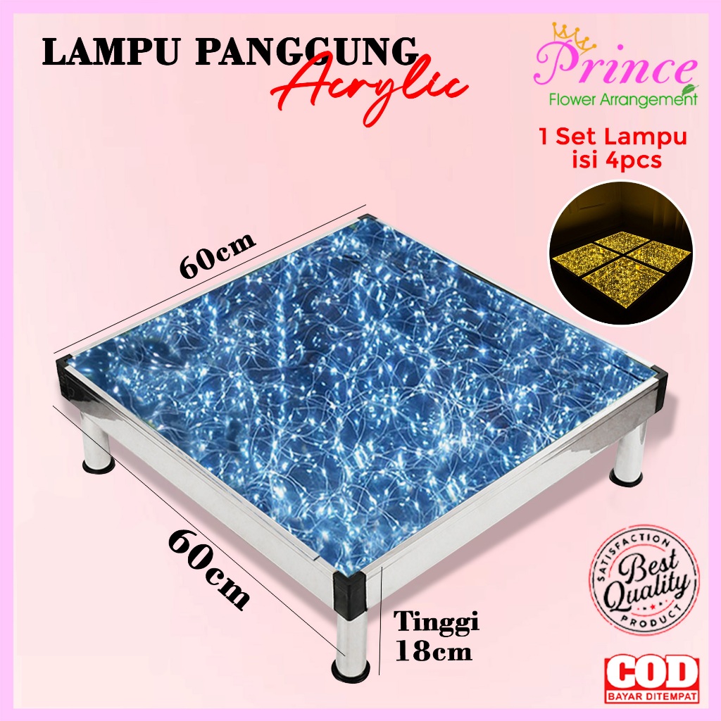 Lampu Kaca panggung Akrilik 1 Set 4 PCS Bahan Tempered Glass | Stage Lighting LED Starlit Wedding Fl