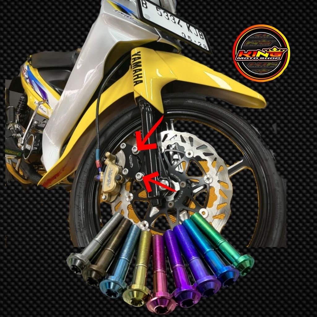 baut breket kaliper ke shock fizr satu set 2 biji titan gr5 original vietnam