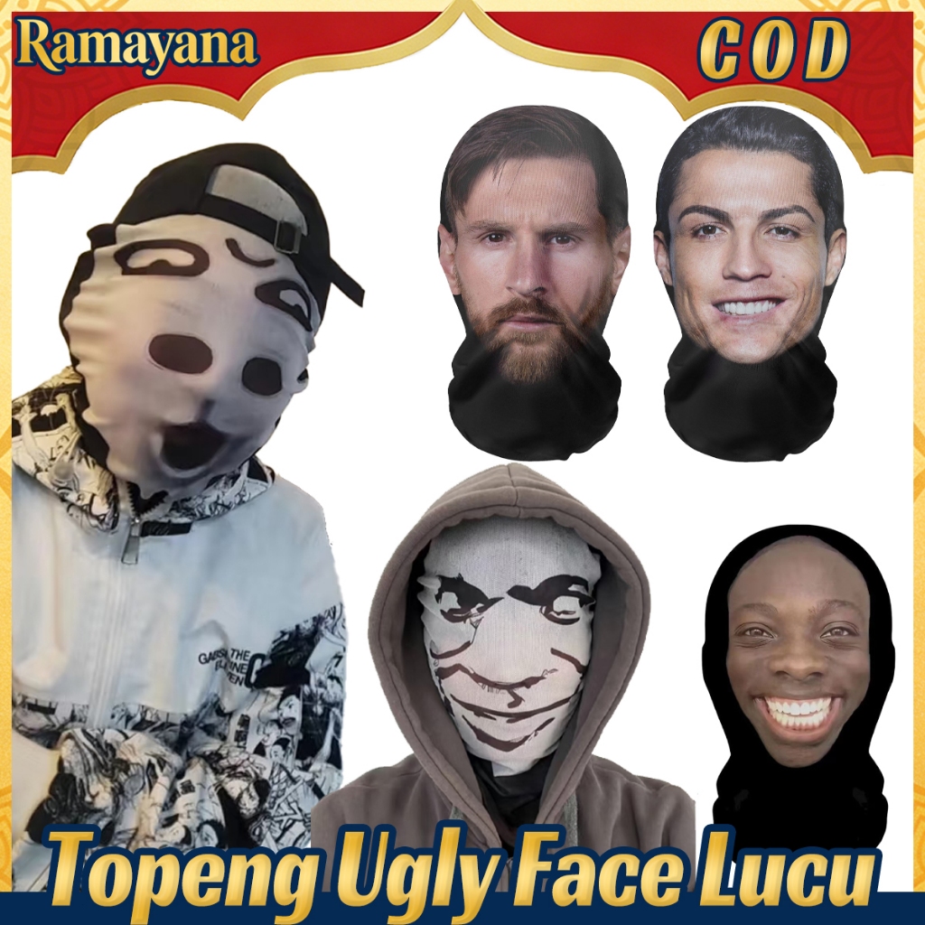 Masker 3D Topeng Unik Masker Topeng Wajah 3D Topeng Ugly Face Lucu Topeng 3D Topeng Lucu Bandana Mas