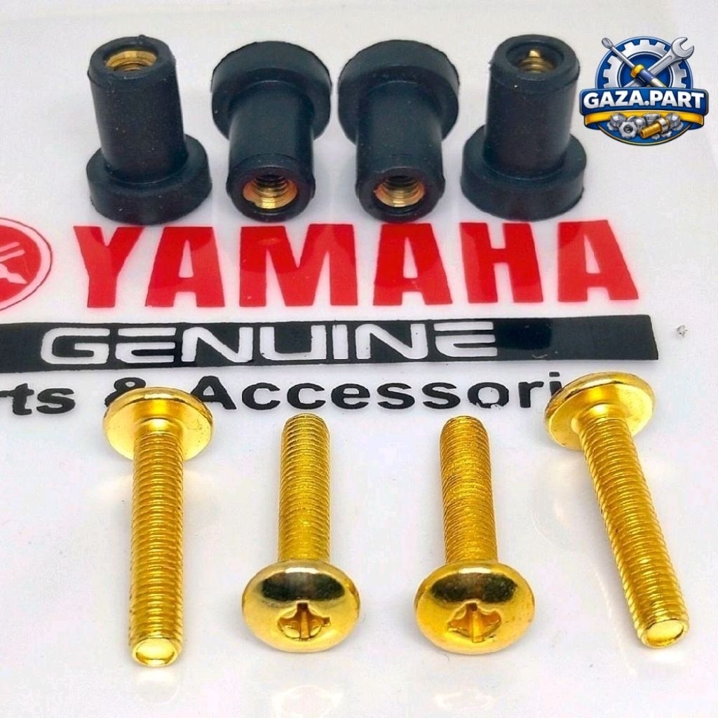 Baut Visor Baut Stainless Gold & Mur Karet Visor Motor Nmax Old/Nmax New/Lexi/Aerox/Xride