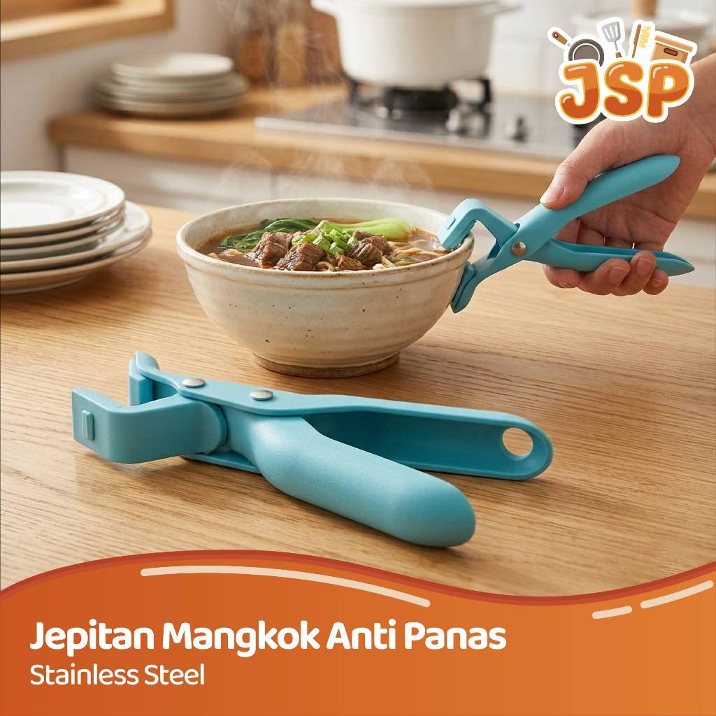 JSP Penjepit Mangkok Dan Piring Anti Panas Bahan Baja Tahan Karat Tebal Alat Pengangkat Wadah Dapur 