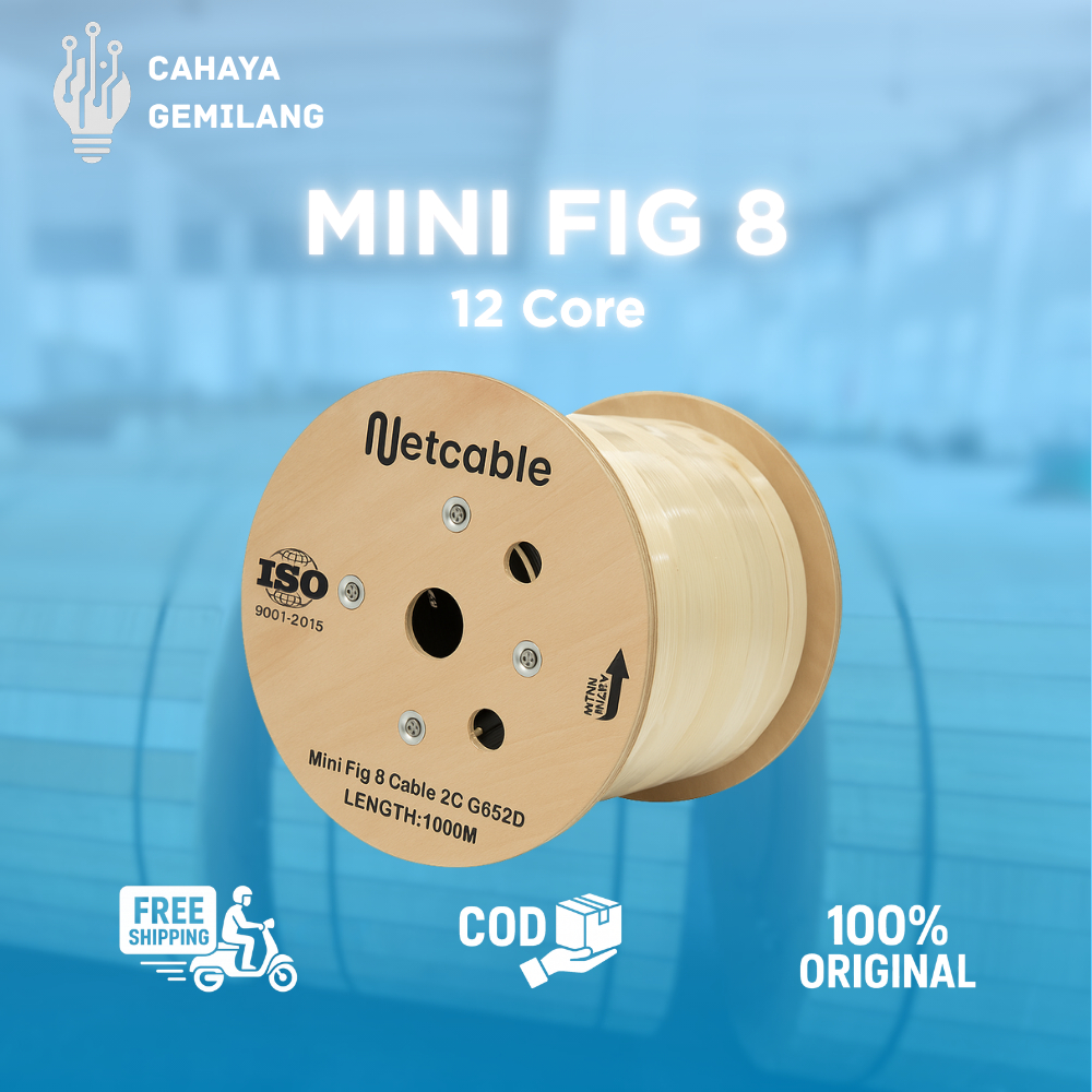 Kabel Fiber Optik Mini Fig8 12 Core 2000m | Kabel FO Fig 8 Merk NETCABLE 2KM