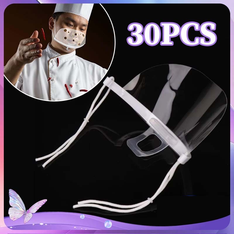 Masker Transparan Mulut Penutup Mulut Masak Masker Transparan Plastik Penutup Mulut 30pcs