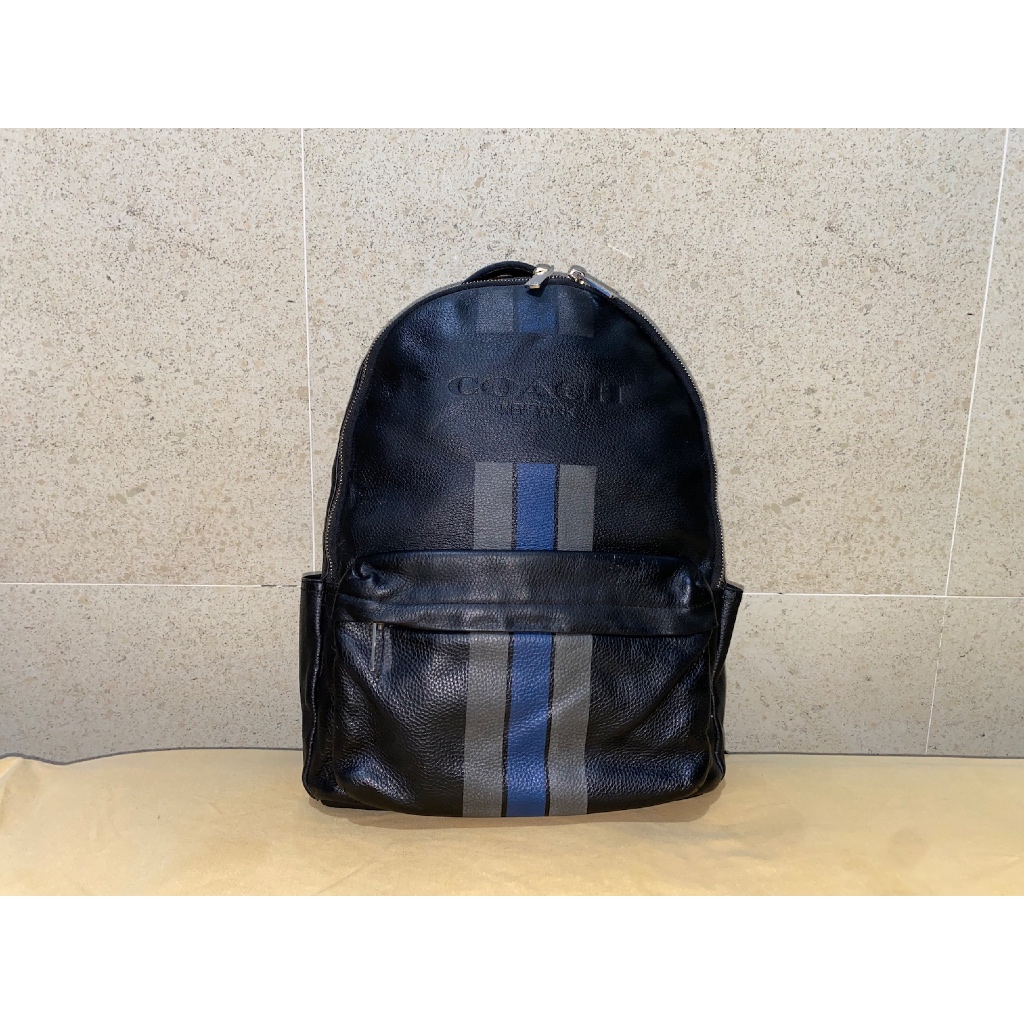 tas ransel brand Coach kulit leather hitam black
