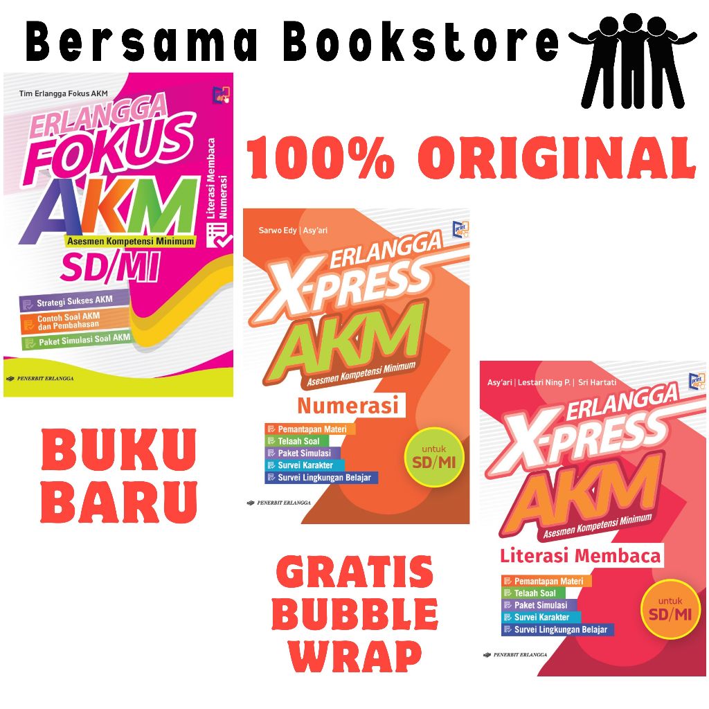 Erlangga Fokus AKM, Erlangga X-Press AKM Numerasi Dan Literasi Membaca SD/MI Penerbit Erlangga
