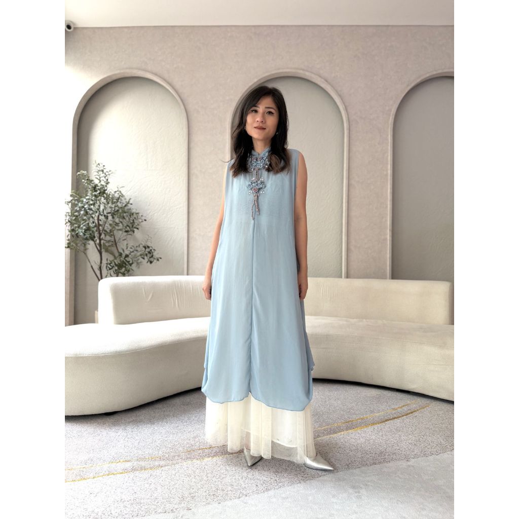 Nadeline Outer -  Longouter Ceruty Outer Kondangan Panjang Tanpa Lengan