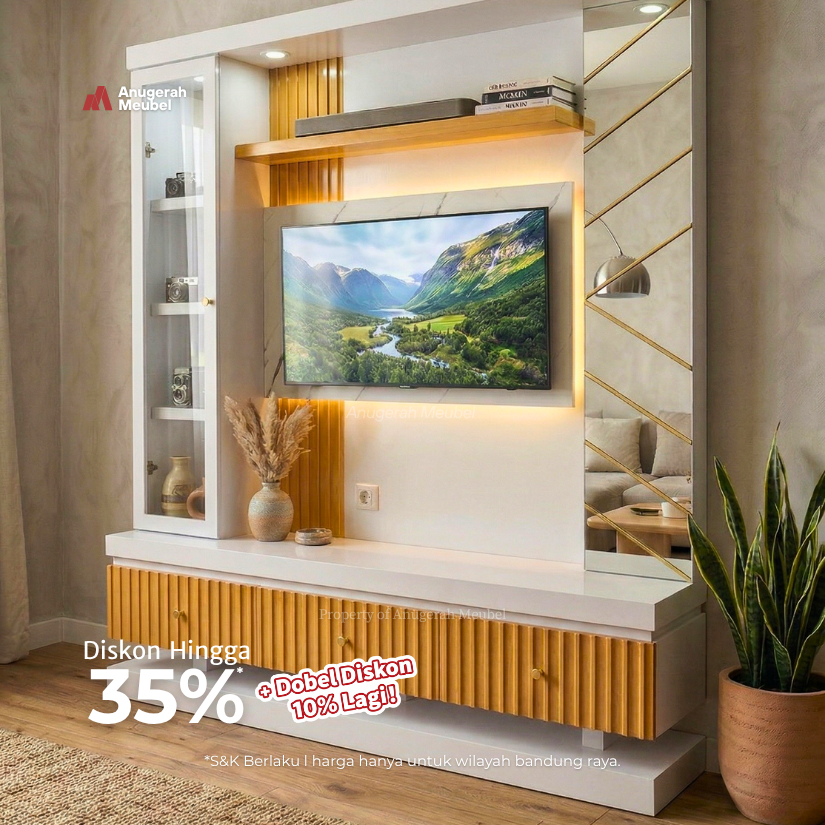 Anugerah Meubel Backdrop TV 160cm minimalis mewah MARINA Siena