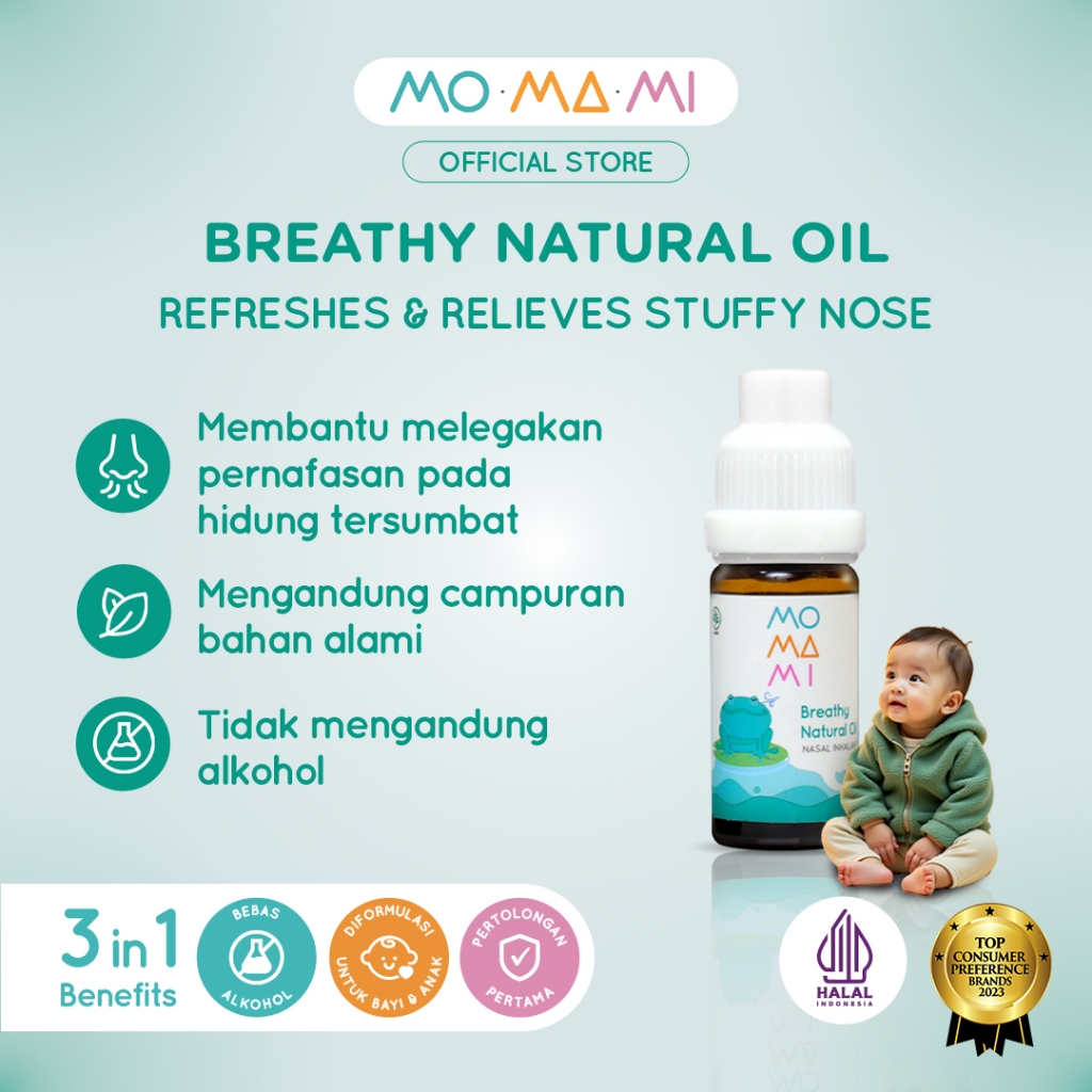 Momami Breathy Natural Oil 10ml for Baby - Essential Oil untuk Pernafasan Hidung Tersumbat Anak Bayi