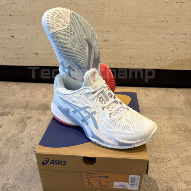 Sepatu Tenis Asics Court FF3 Women White Sky/Tennis Shoe Asics Court FF3 White Sky Original