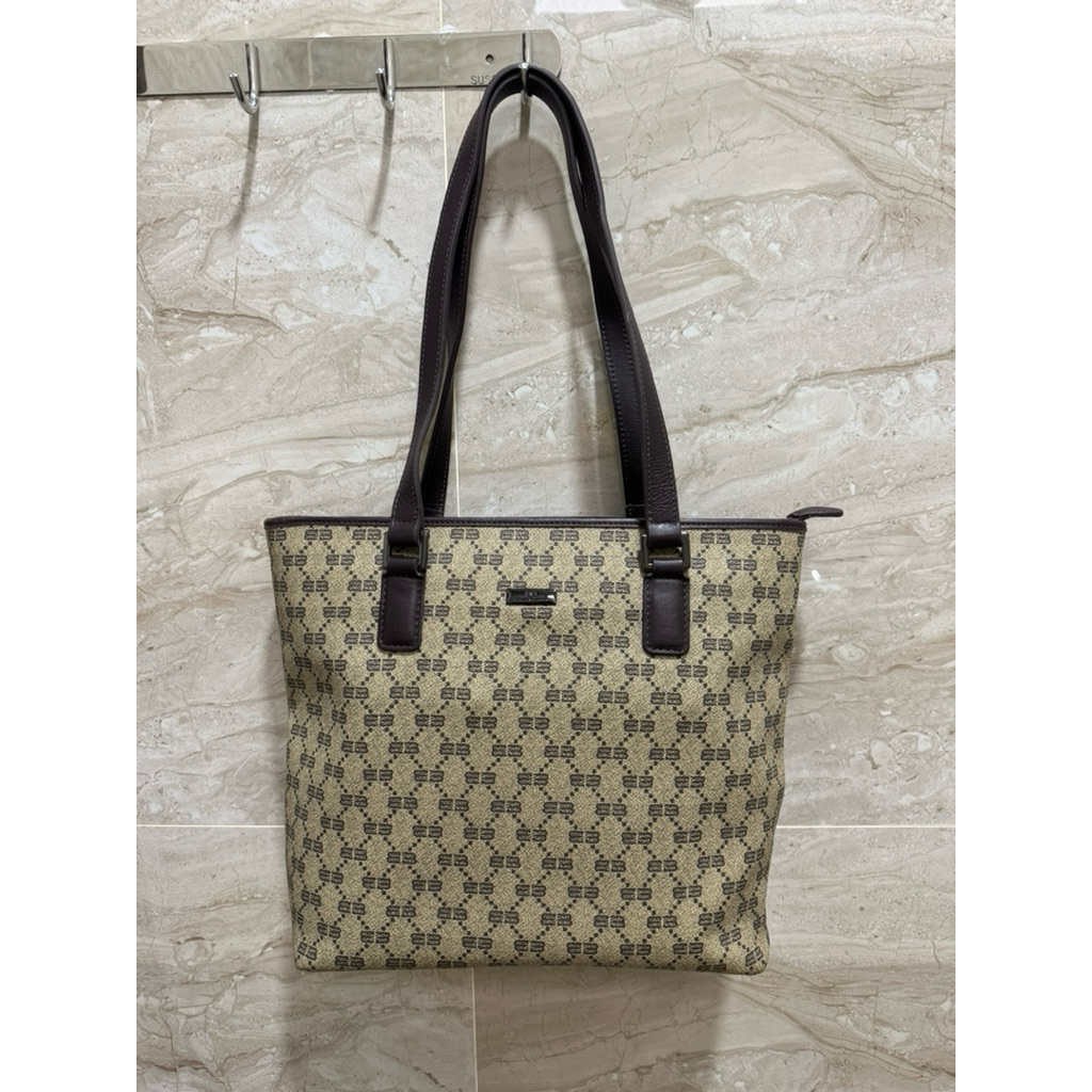Balenciaga tote bag hand shoulder BB monogram canvas vintage brown original
