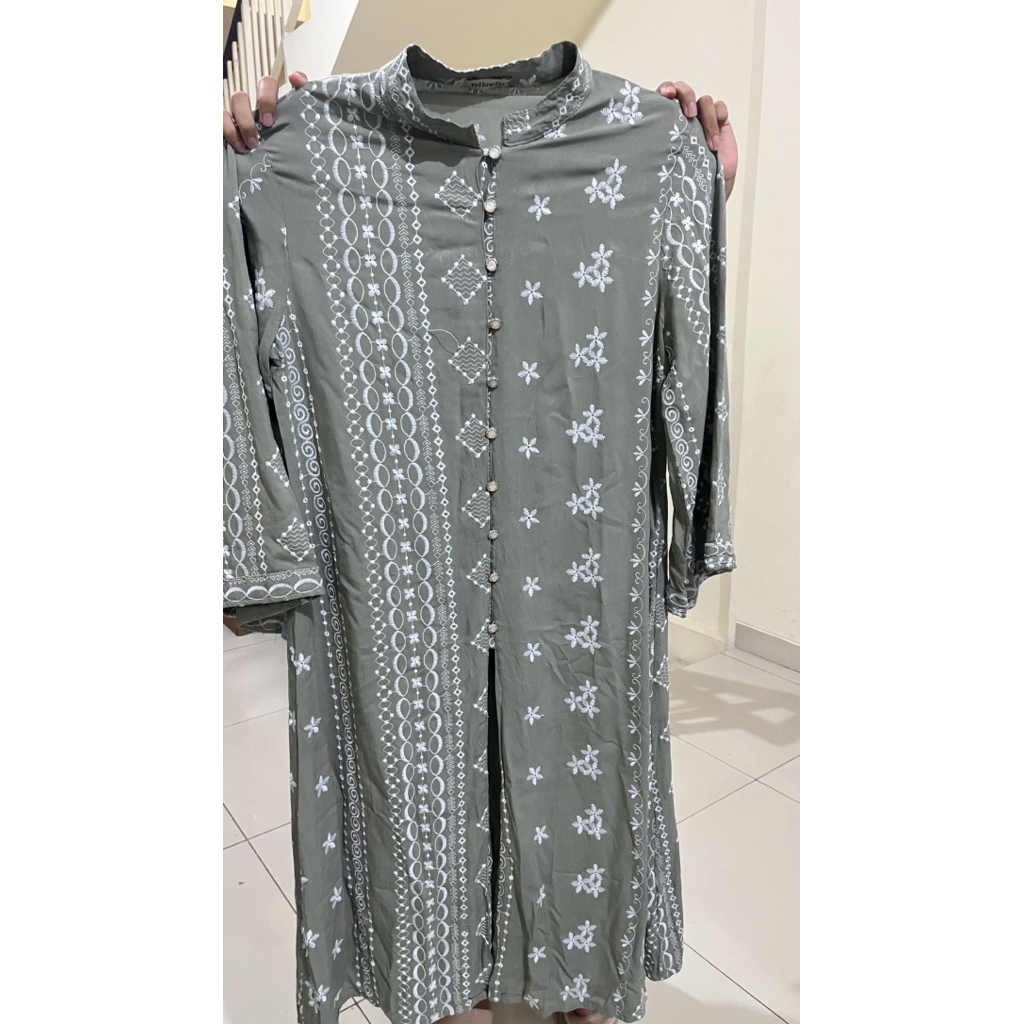 tunik dress sage yellowfacy preloved