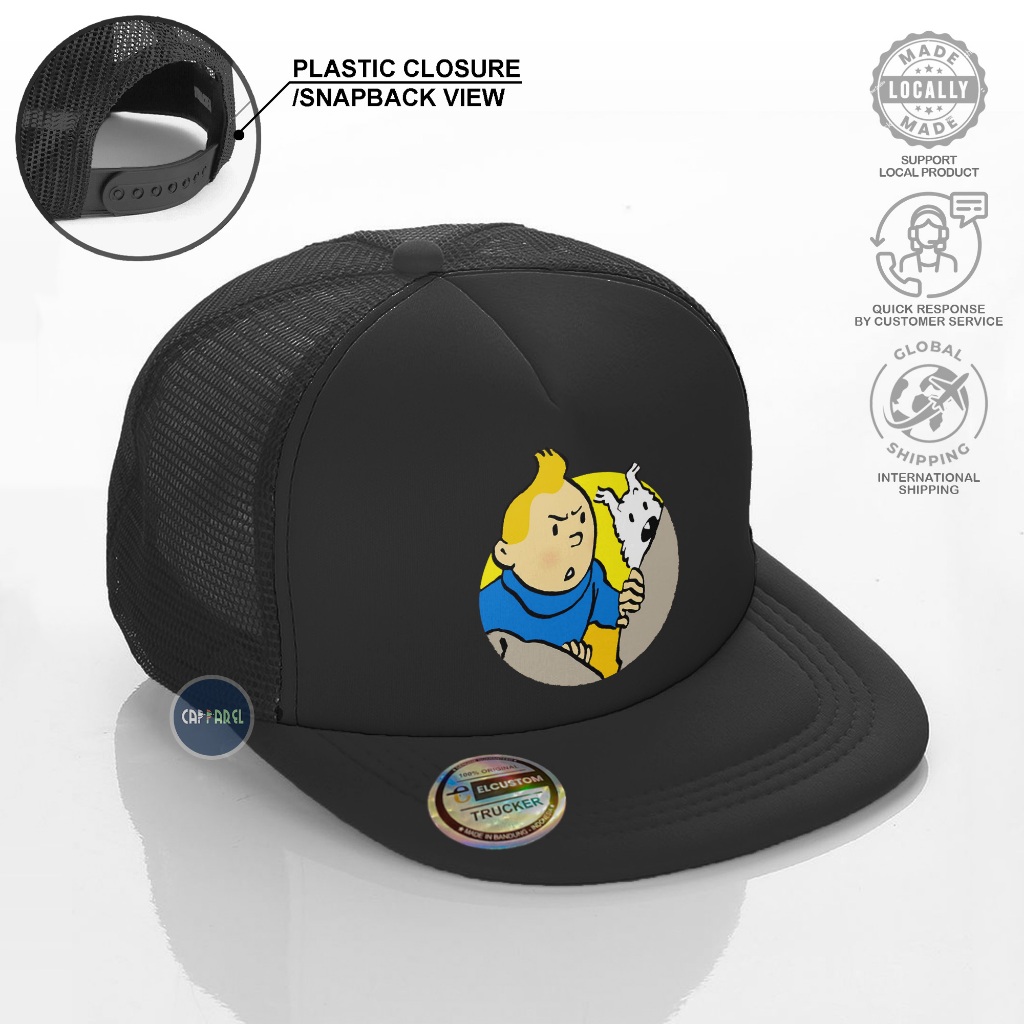 SB - Tintin Snapback /Topi Snapback Pria /Topi Trucker Jaring /Topi Distro Skena Outfit /Topi Cowok 