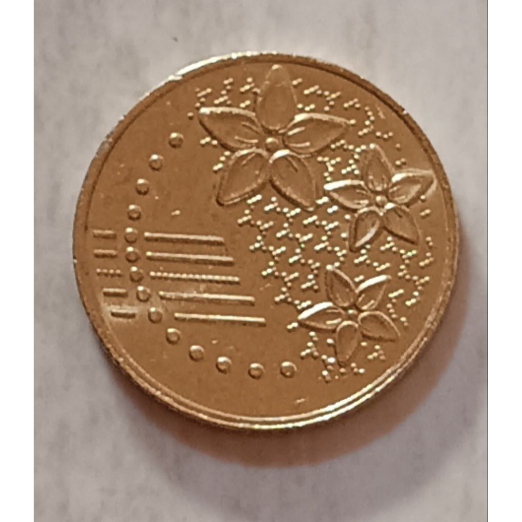 koin Malaysia 20 sen ( kuning) tahun 2018..