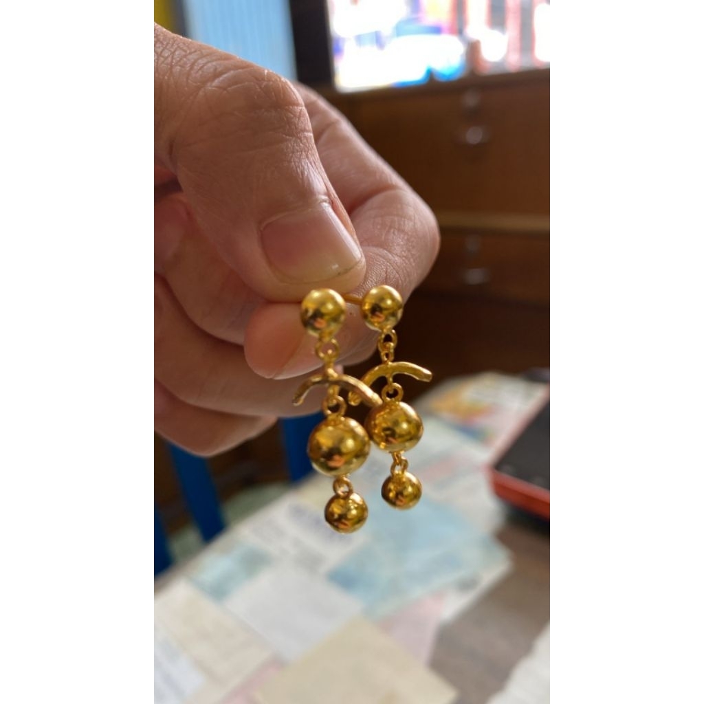 anting tusuk - desain dove - emas 24k (LM)- emas 99,99-investasi - 5gr - anting pesta - anting daily