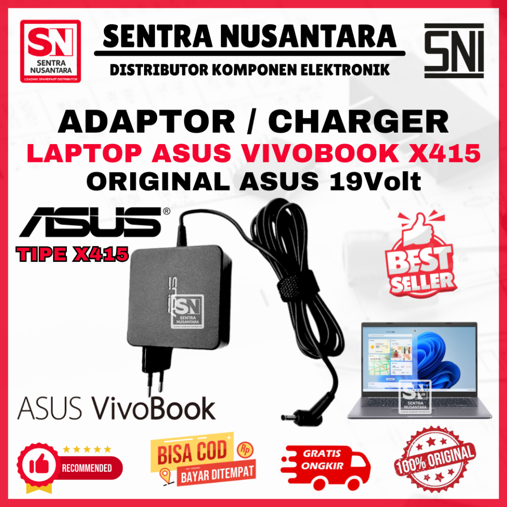 Adaptor Charger Laptop ASUS Vivobook X415 Series | Adaptor Laptop ASUS Vivobook X415 Series Kualitas