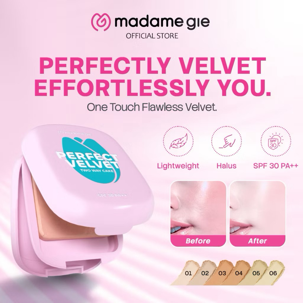 MADAME GIE Perfect Velvet SPF 30 PA++ Two Way Cake | Bedak Padat | Perfect Velvet Madame Gie | Bedak