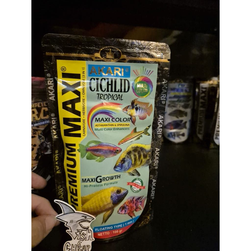 AKARI PREMIUM MAXI, MAXI LOUHAN, BLUE, BLUE LOUHAN 100 gr PELET IKAN HIAS
