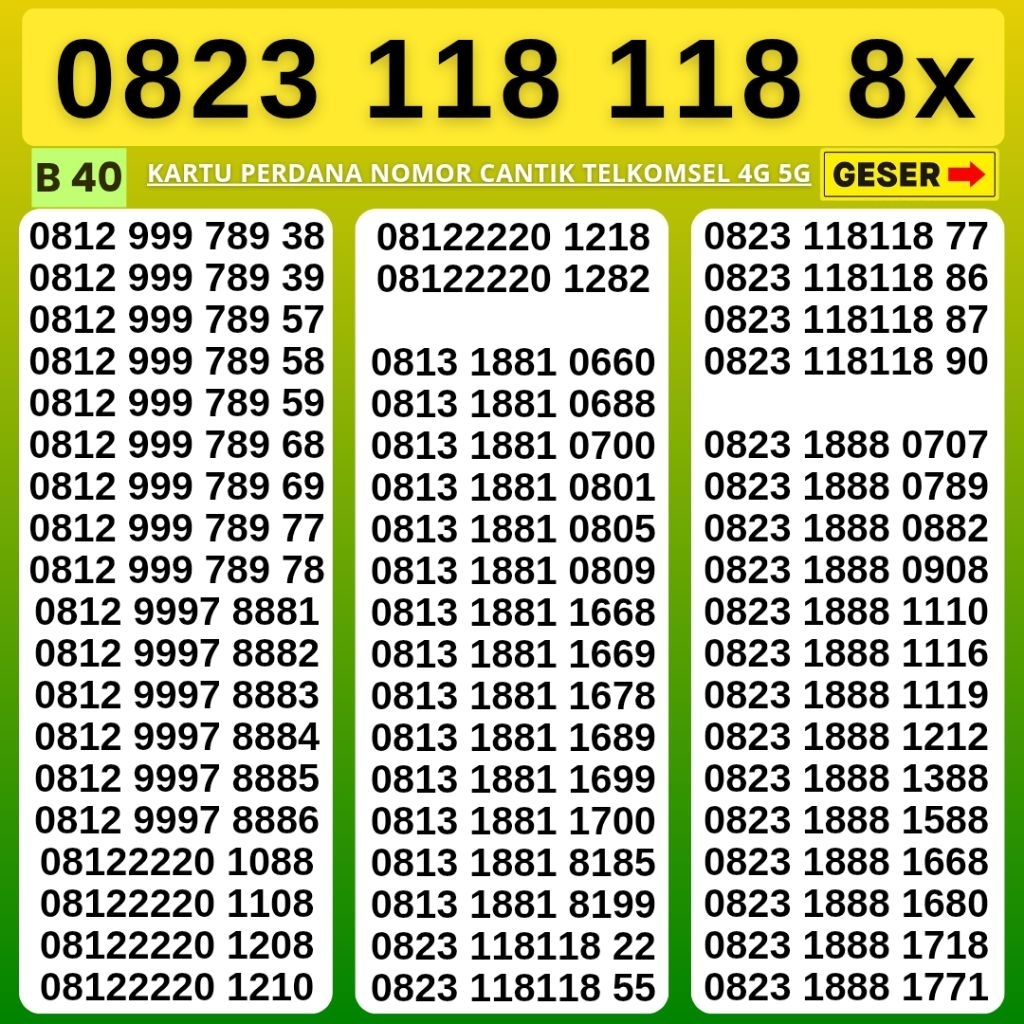 Nomor Cantik Telkomsel Simpati Panca Super 118 118 Kartu Perdana Telkomsel Tsel Red Telkomsel 5g Tel