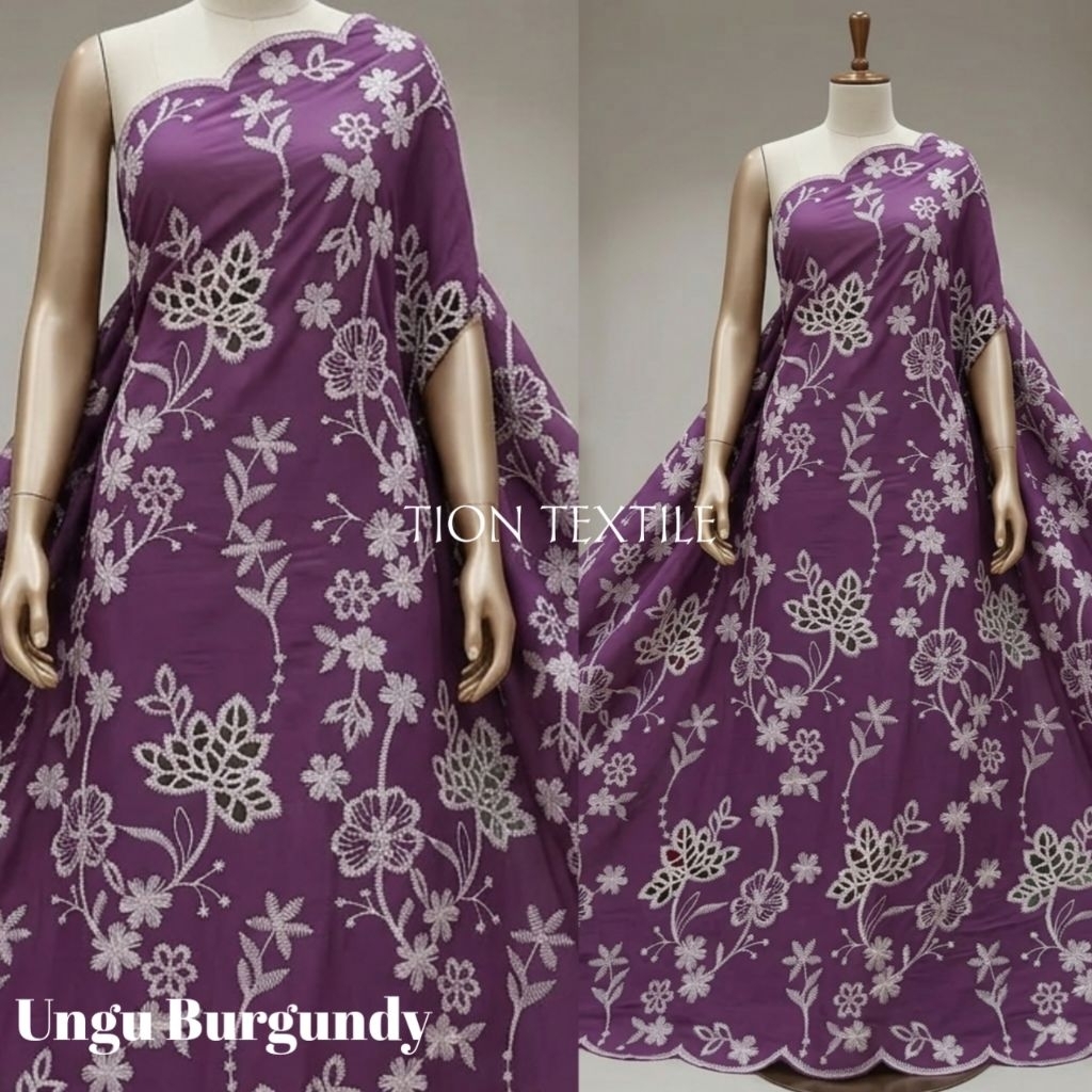 Kain bahan katun bordir bolong jepang premium / Kain katun bordir bolong original import