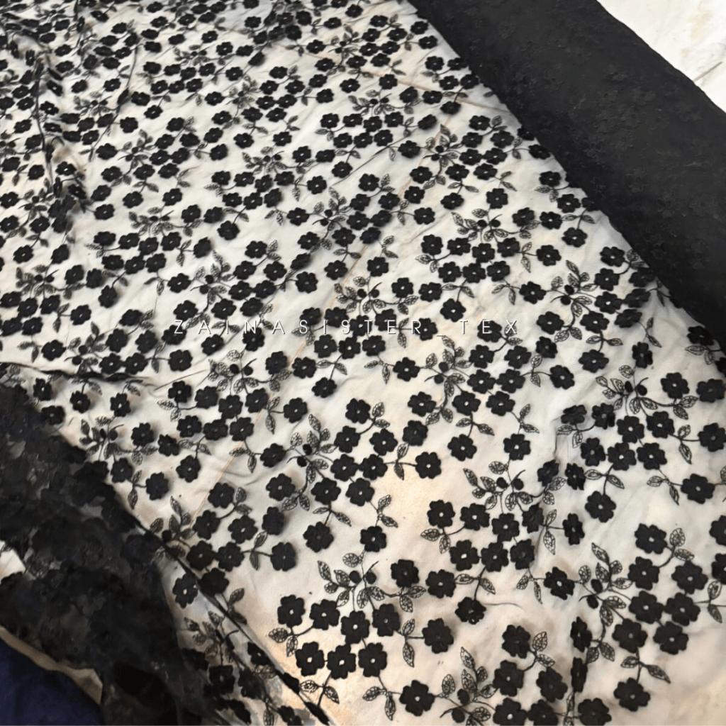 Bahan Kain Kebaya Modern Bordir Halus Brokat Tile Bordir Motif Bunga Kecil Sakura New Series HARGA S