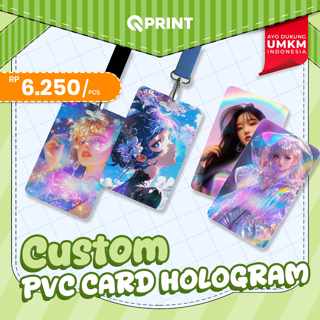 Cetak Custom Photocard Hologram / Custom PVC Card Hologram / Kartu Hologram Bahan PVC Tebal / Lomo C