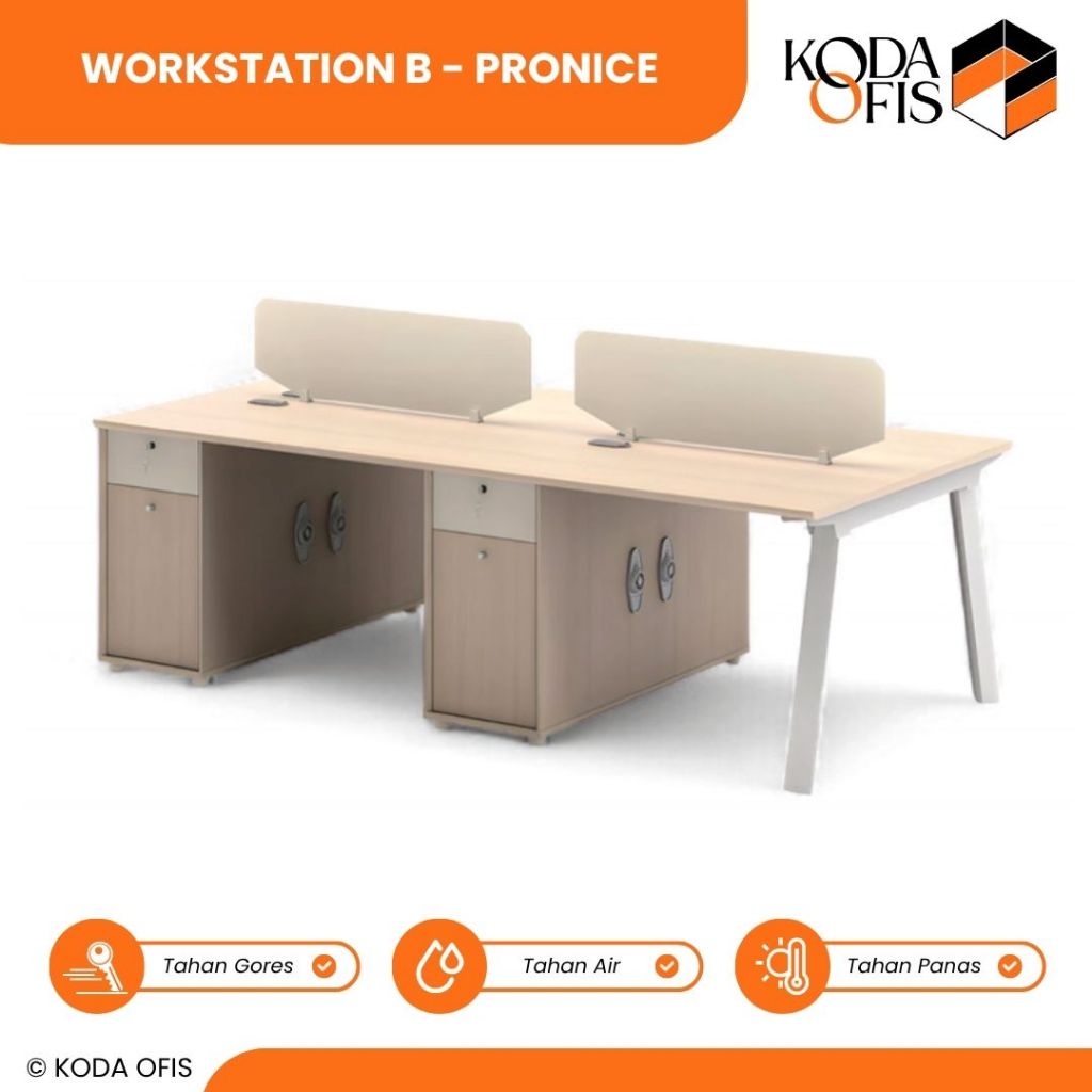 KODA | Meja Kerja Kantor  Workstation Partisi 4 Orang Dengan Laci | PRONICE Series